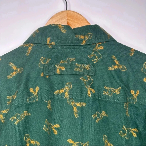 Duluth NEW! Green Moose Print Relaxed Fit Flannel Shirt Size Large - Picture 10 of 11